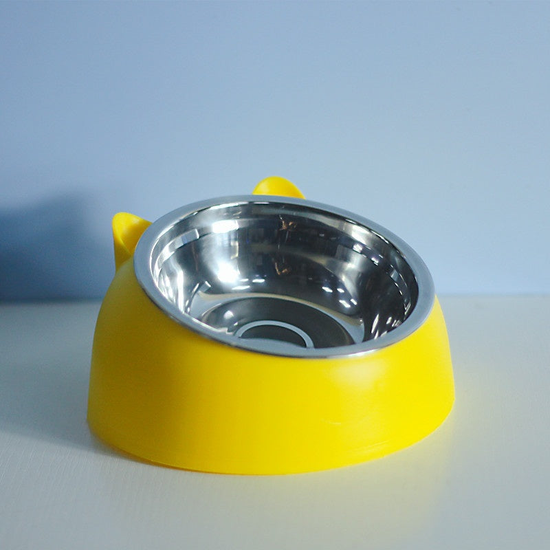 Ergonomic Elevated Pet Feeder: Tilted Stainless Steel Double Bowls for Dogs & Cats