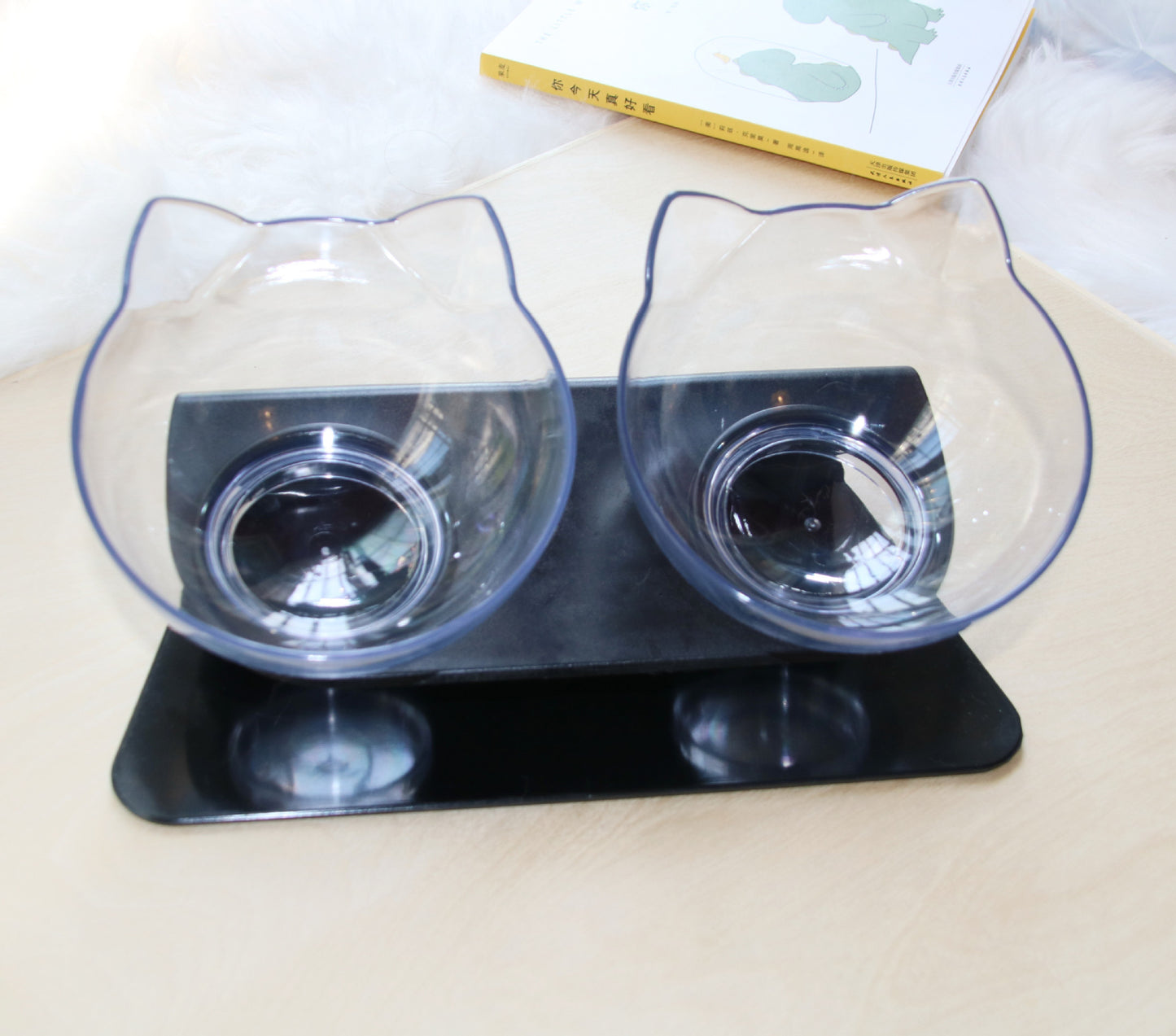 Elevated Double Bowls for Neck & Whisker Health
