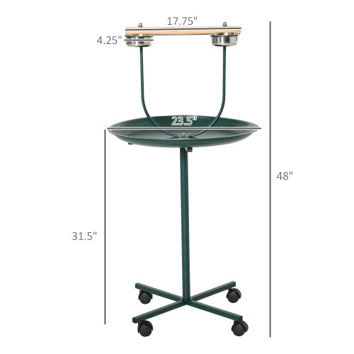PawHut 48" Rolling Bird Perch | T-Stand for Training & Play
