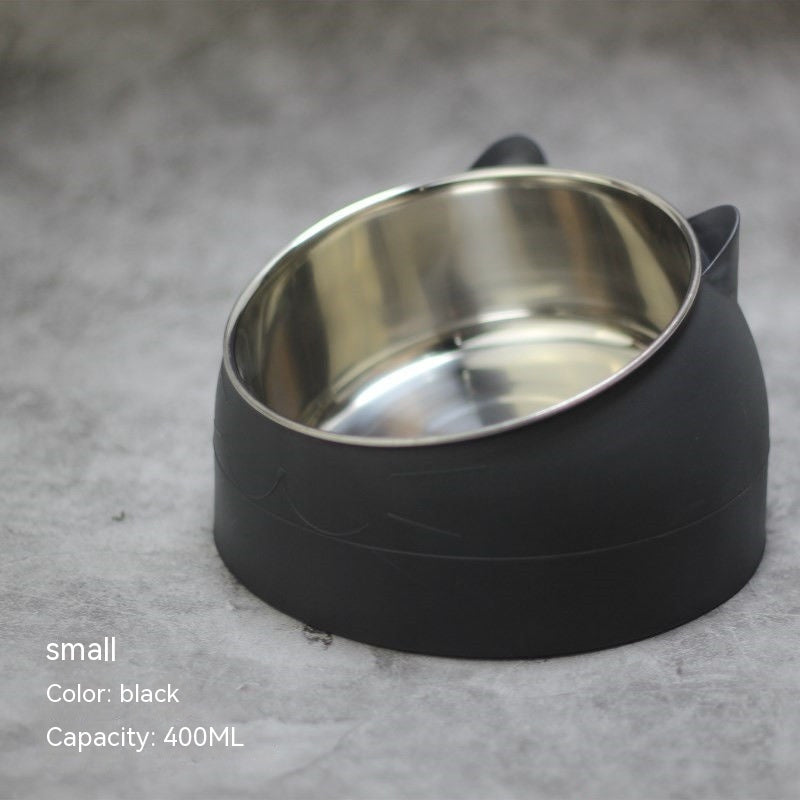 Ergonomic Elevated Pet Feeder: Tilted Stainless Steel Double Bowls for Dogs & Cats