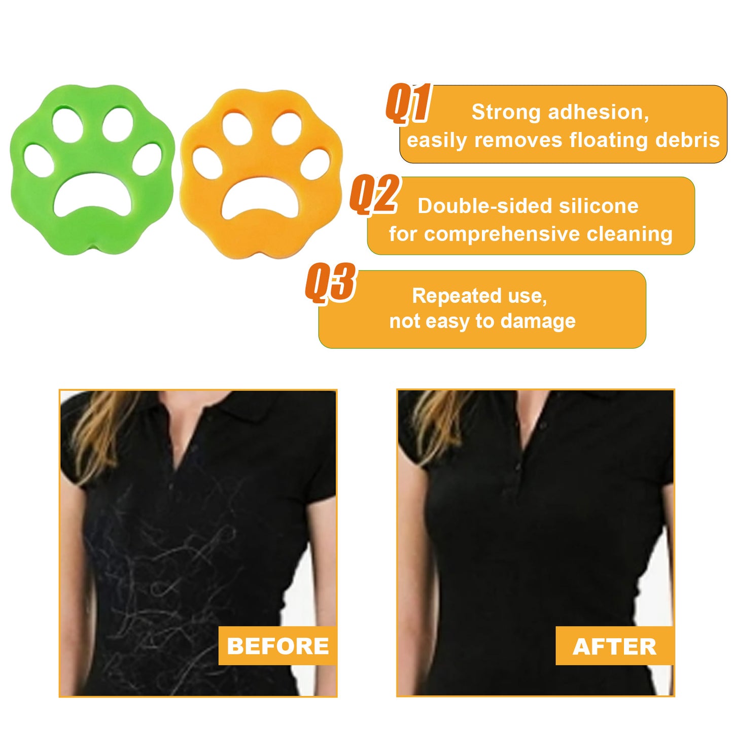Reusable Pet Hair Remover for Laundry (2-Pack) | Silicone Fur & Lint Catcher