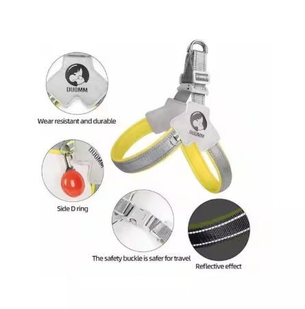 YT No-Pull Reflective Pet Harness with Leather Leash Set | Adjustable for Dogs & Cats