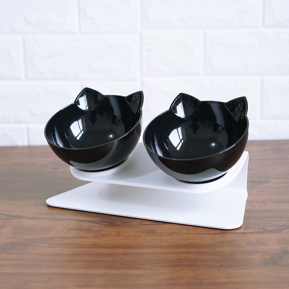 Elevated Double Bowls for Neck & Whisker Health