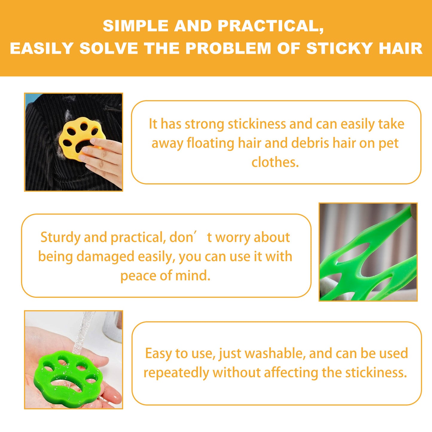 Reusable Pet Hair Remover for Laundry (2-Pack) | Silicone Fur & Lint Catcher