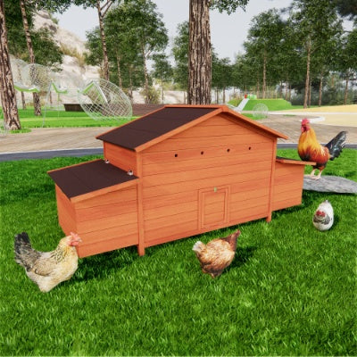 Large Wooden Chicken Coop with Dual Nesting Boxes | Outdoor Hen House