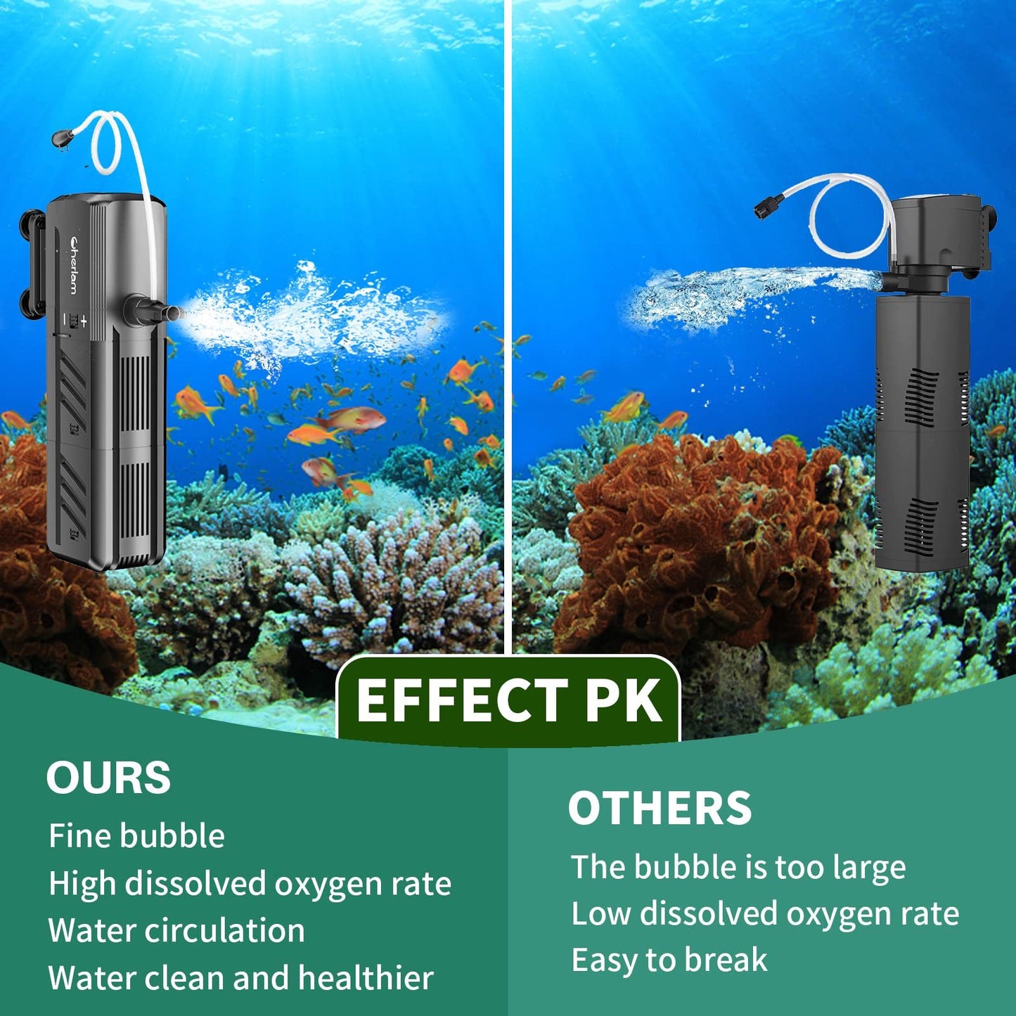 4-in-1 Submersible Aquarium Filter | 400 GPH Internal Powerhead (15W)