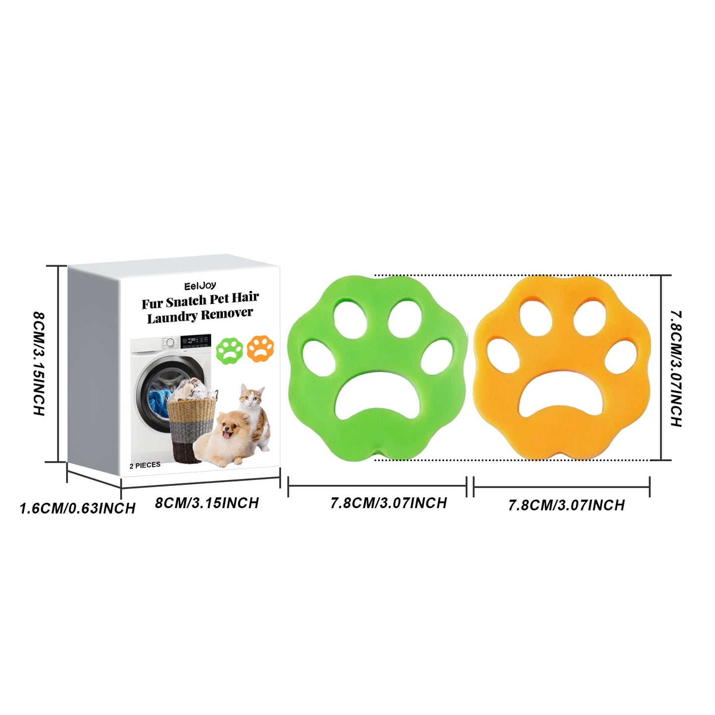 Reusable Pet Hair Remover for Laundry (2-Pack) | Silicone Fur & Lint Catcher