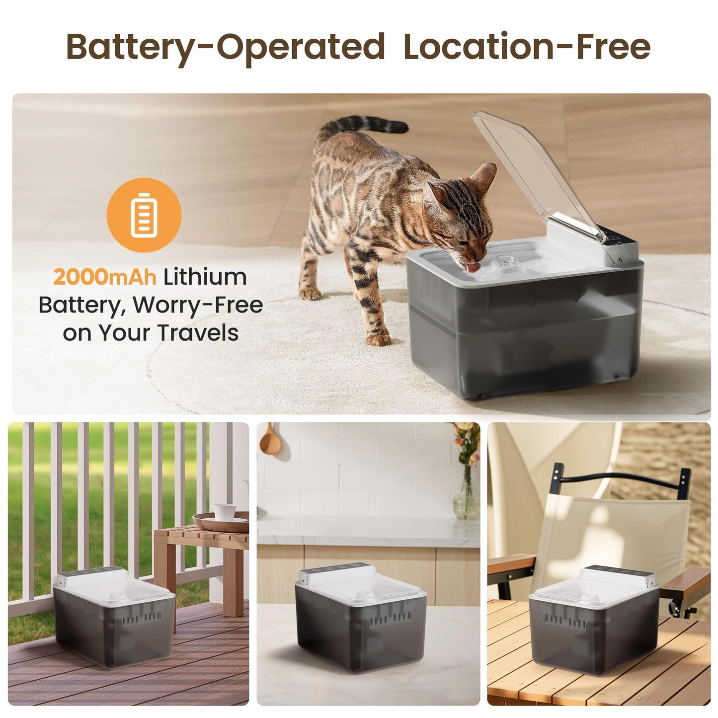 3L Wireless Smart Pet Fountain | Motion-Activated with Stainless Steel Tray