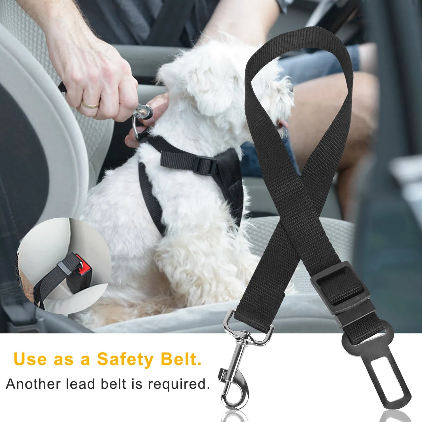 Adjustable Pet Seat Belt (2-Pack) | Tangle-Free Safety Leash for Dogs & Cats