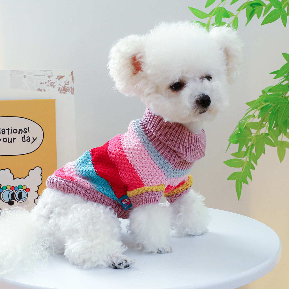 Multi-Stripe Knit Pet Sweater | Cozy Jumper for Small Dogs & Cats