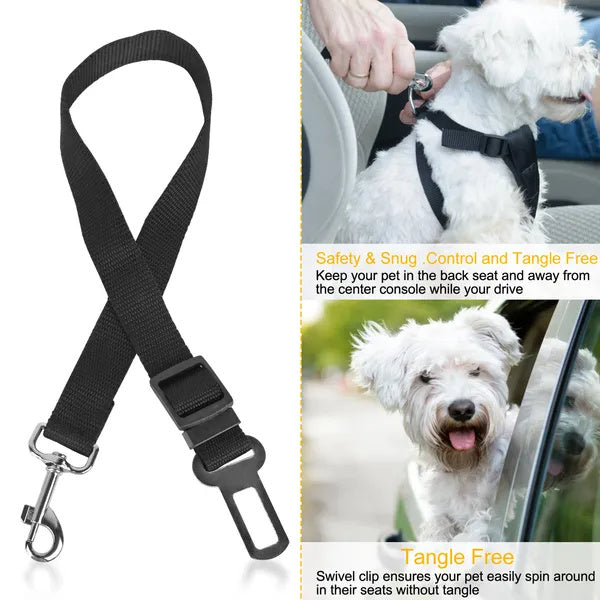 Adjustable Pet Seat Belt (2-Pack) | Tangle-Free Safety Leash for Dogs & Cats
