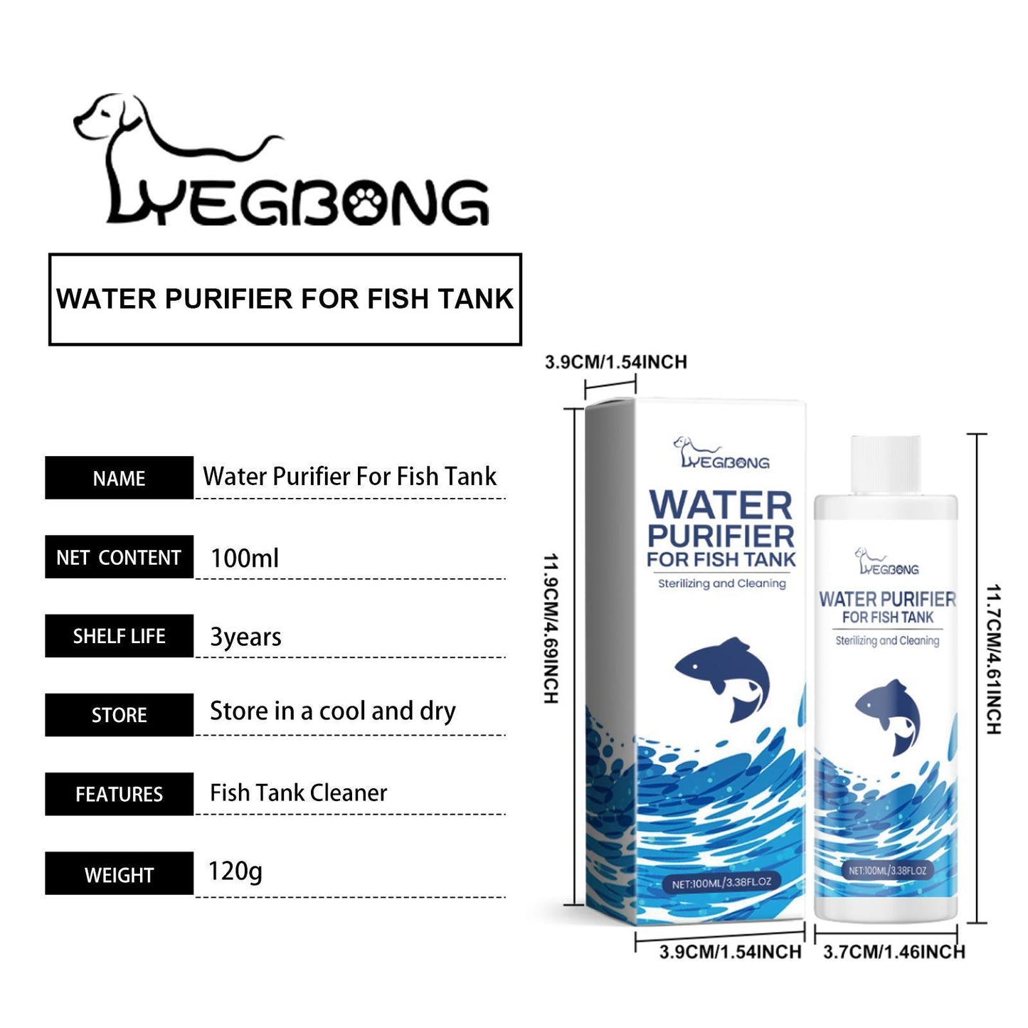 Yebang Aquarium Water Clarifier | Fast-Acting Cloudy Water Treatment