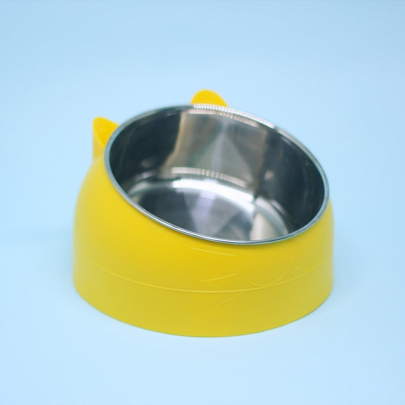Ergonomic Elevated Pet Feeder: Tilted Stainless Steel Double Bowls for Dogs & Cats
