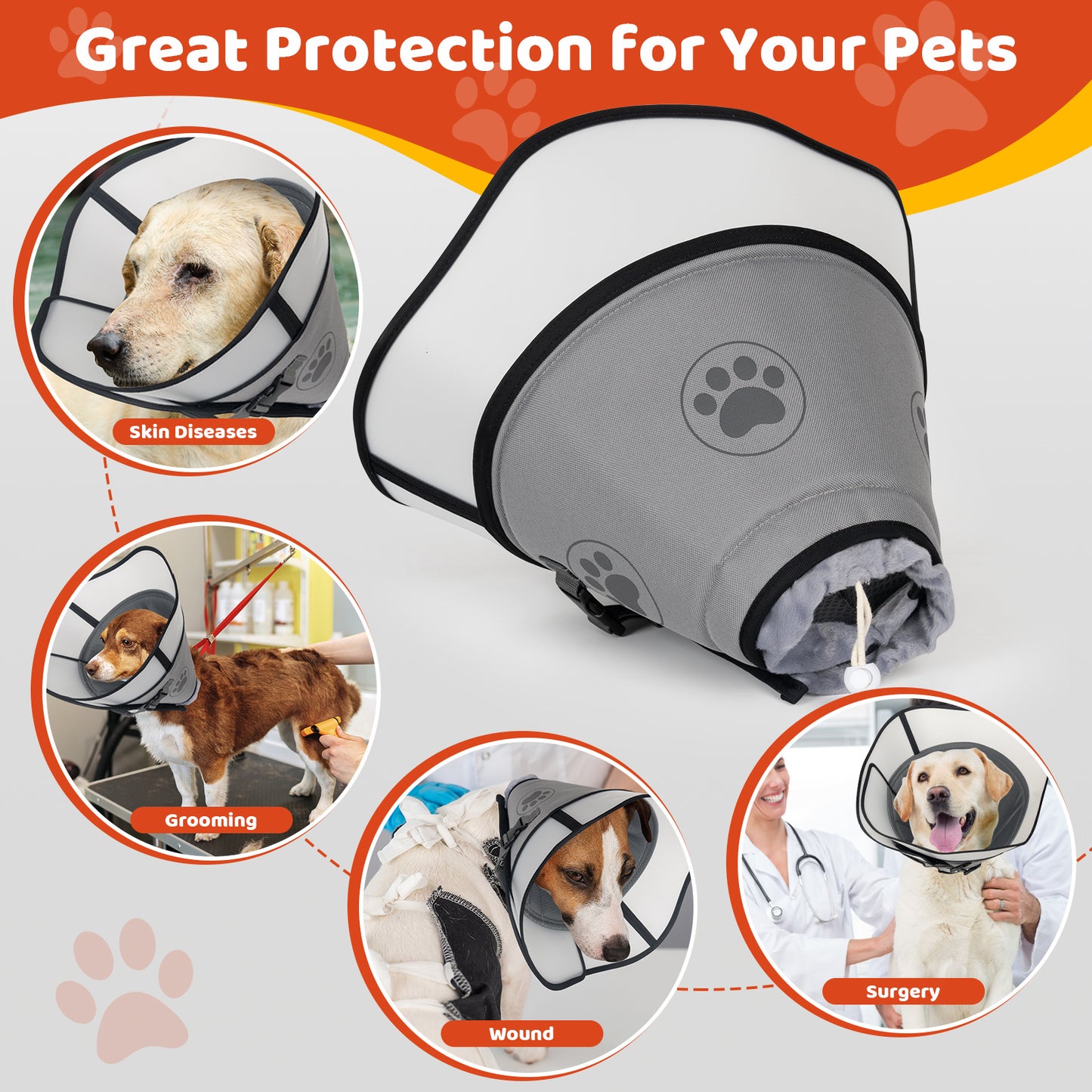 Comfortable Recovery Collar for Dogs & Cats | Soft Double-Layer E-Collar