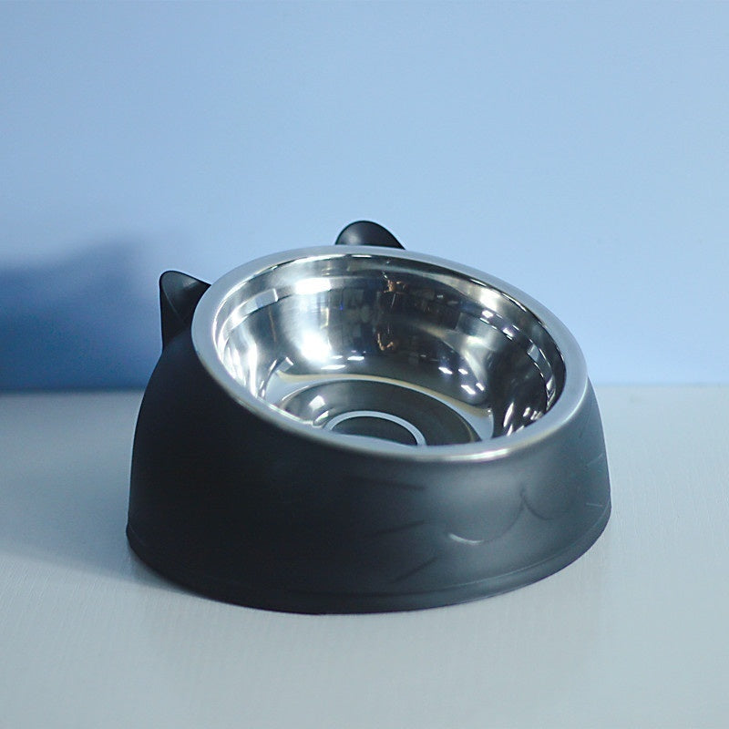 Ergonomic Elevated Pet Feeder: Tilted Stainless Steel Double Bowls for Dogs & Cats
