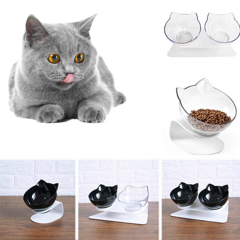 Elevated Double Bowls for Neck & Whisker Health