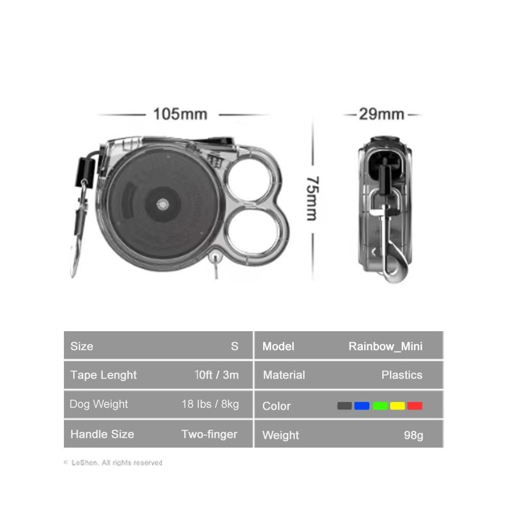 Rainbow Retractable Leash | Transparent & Reflective | For Small Dogs & Cats