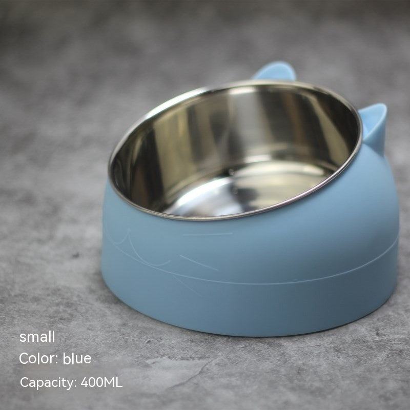 Ergonomic Elevated Pet Feeder: Tilted Stainless Steel Double Bowls for Dogs & Cats