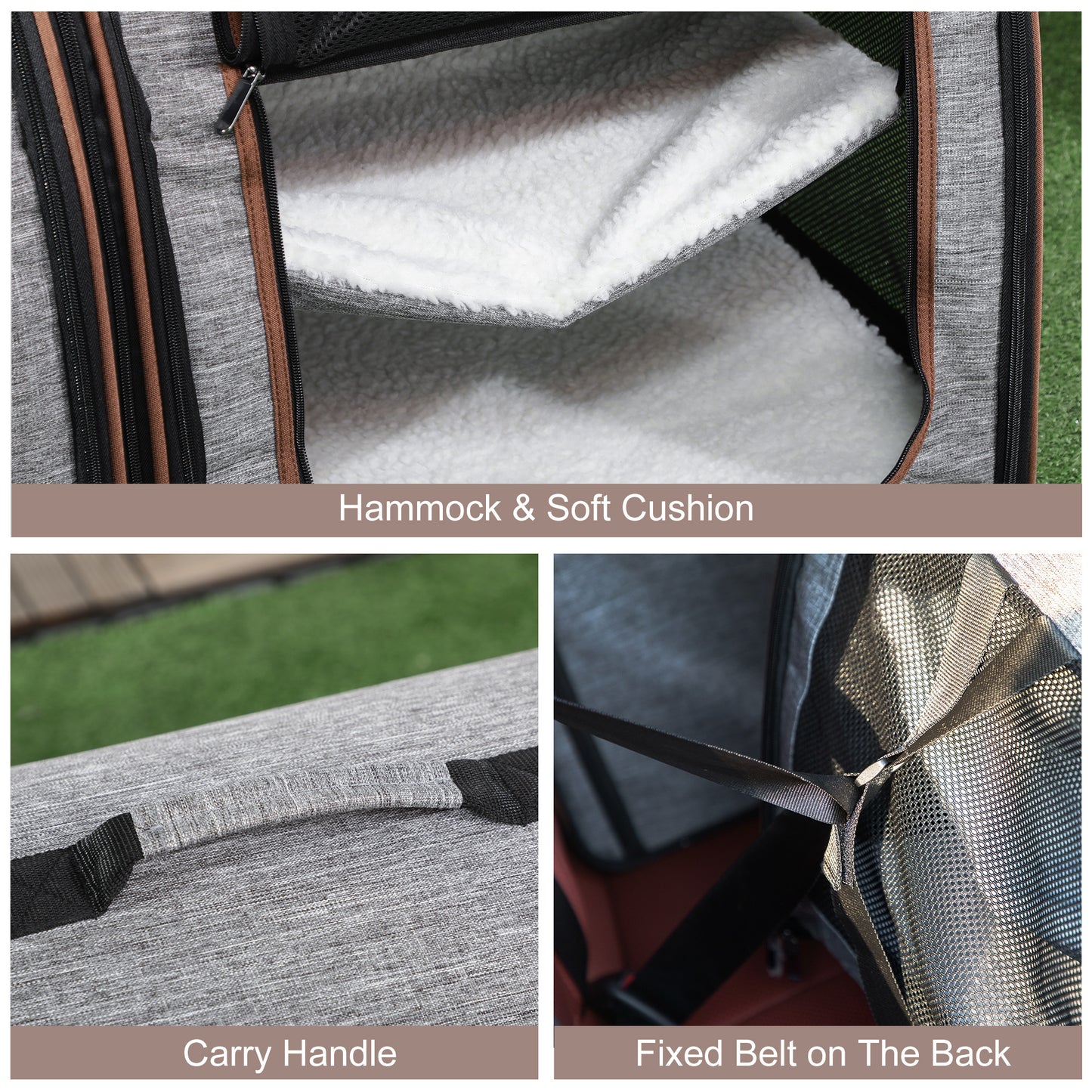 PawHut 2-in-1 Double Pet Carrier | Dividable & Foldable Soft Crate