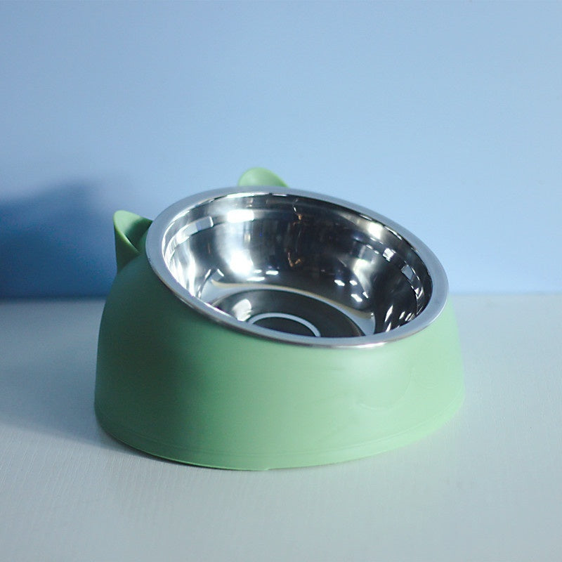 Ergonomic Elevated Pet Feeder: Tilted Stainless Steel Double Bowls for Dogs & Cats