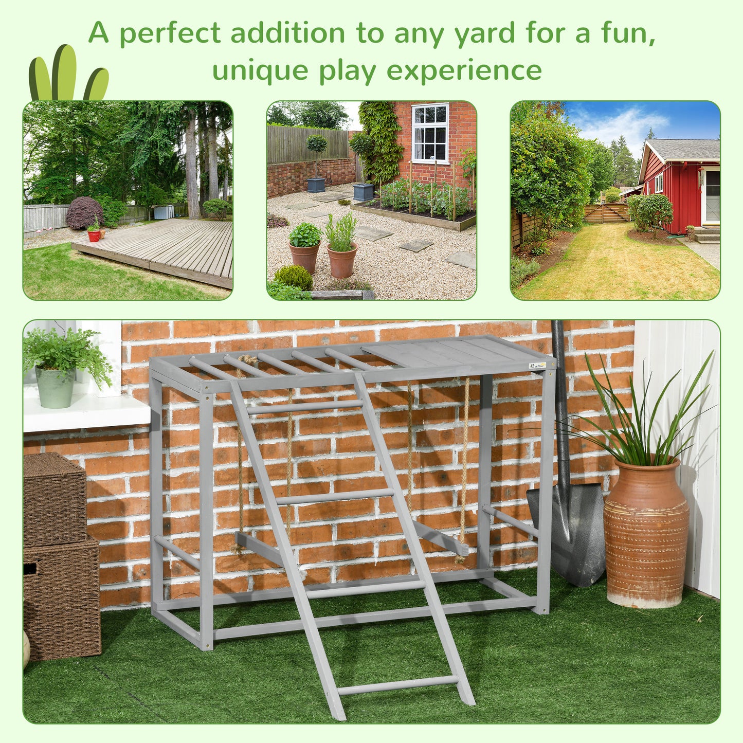 PawHut Wooden Chicken Playground | Activity Center with Swings & Perches