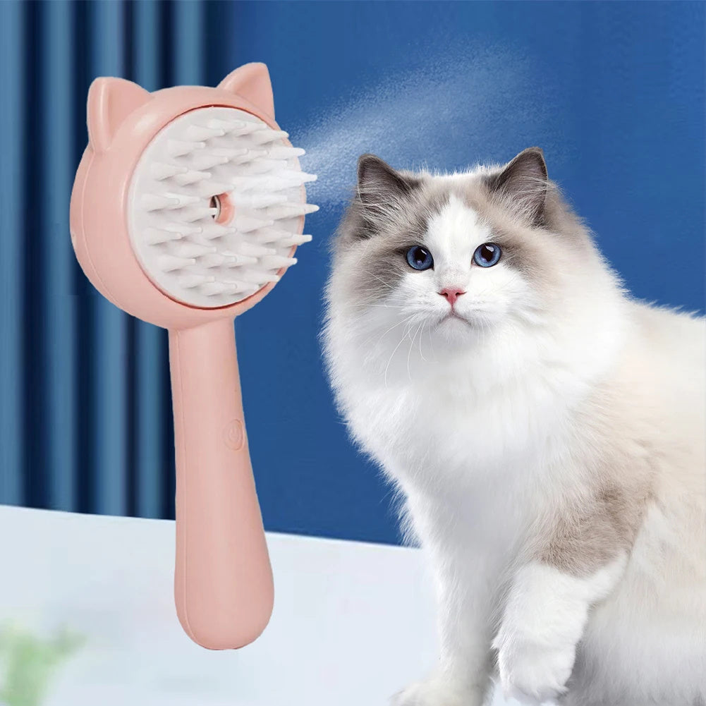 3-in-1 Steamy Pet Brush | Grooming, Massage & Cleaning Mist Combo