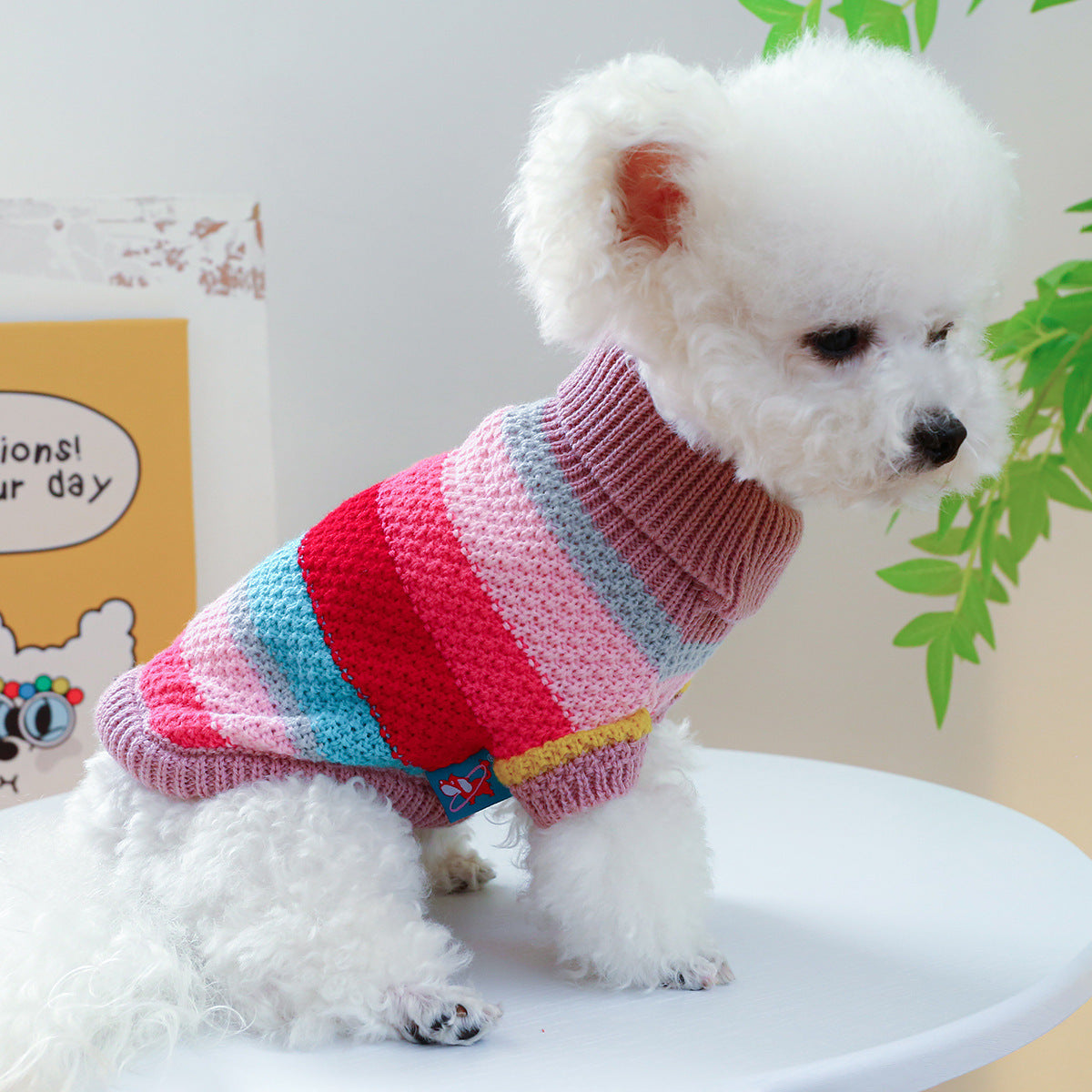 Multi-Stripe Knit Pet Sweater | Cozy Jumper for Small Dogs & Cats