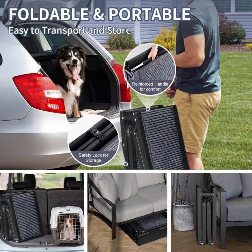 Pet Ramp for Car – 71" Long x 20" Wide, Foldable & Portable Dog Ramp with Non-Slip Surface, Extra Wide for Medium & Large Dogs up to 250 lbs