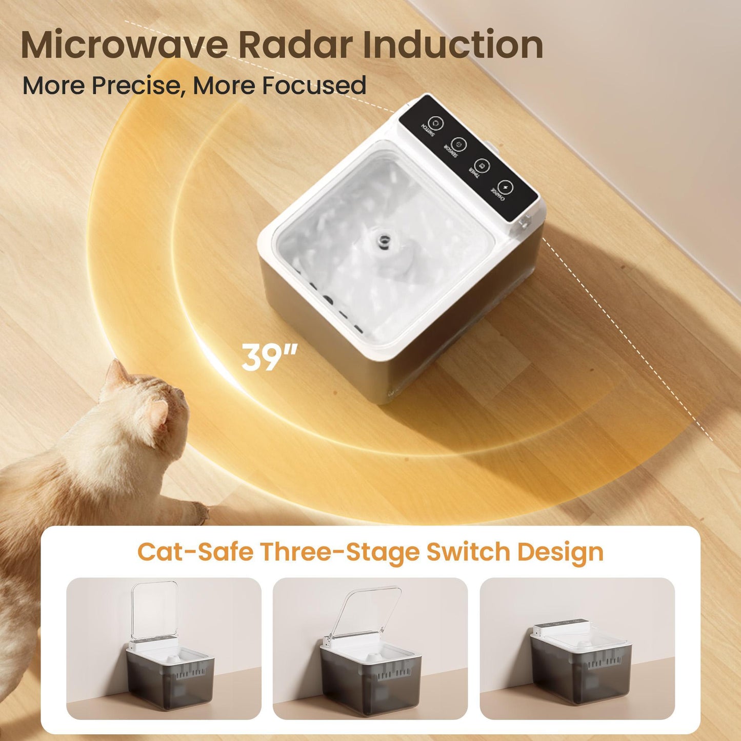 3L Wireless Smart Pet Fountain | Motion-Activated with Stainless Steel Tray