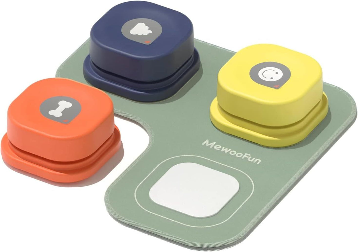 MEWOOFUN Dog Talking Buttons Set – 3-Pack Recordable Voice Communication Buttons with Non-Slip Mat for Pet Training and Interaction
