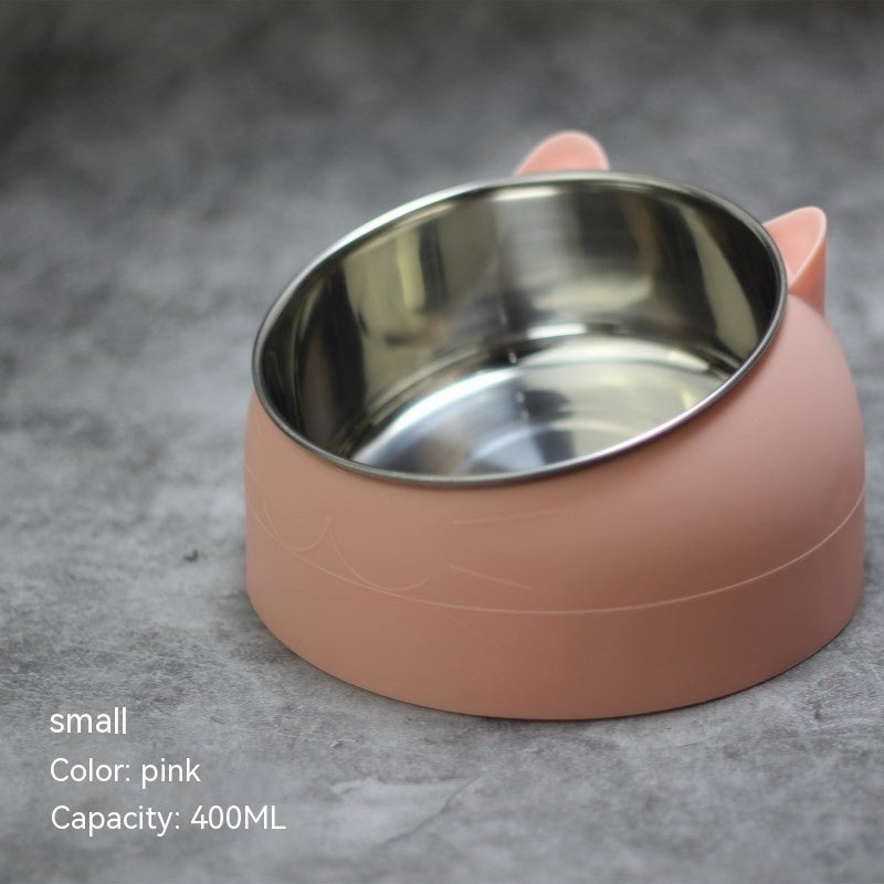 Ergonomic Elevated Pet Feeder: Tilted Stainless Steel Double Bowls for Dogs & Cats