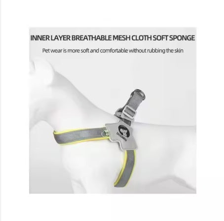 YT No-Pull Reflective Pet Harness with Leather Leash Set | Adjustable for Dogs & Cats