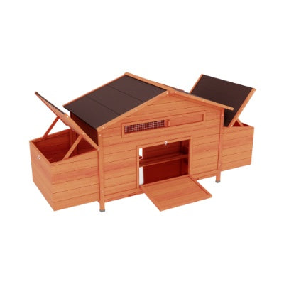 Large Wooden Chicken Coop with Dual Nesting Boxes | Outdoor Hen House