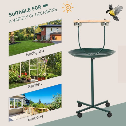 PawHut 48" Rolling Bird Perch | T-Stand for Training & Play