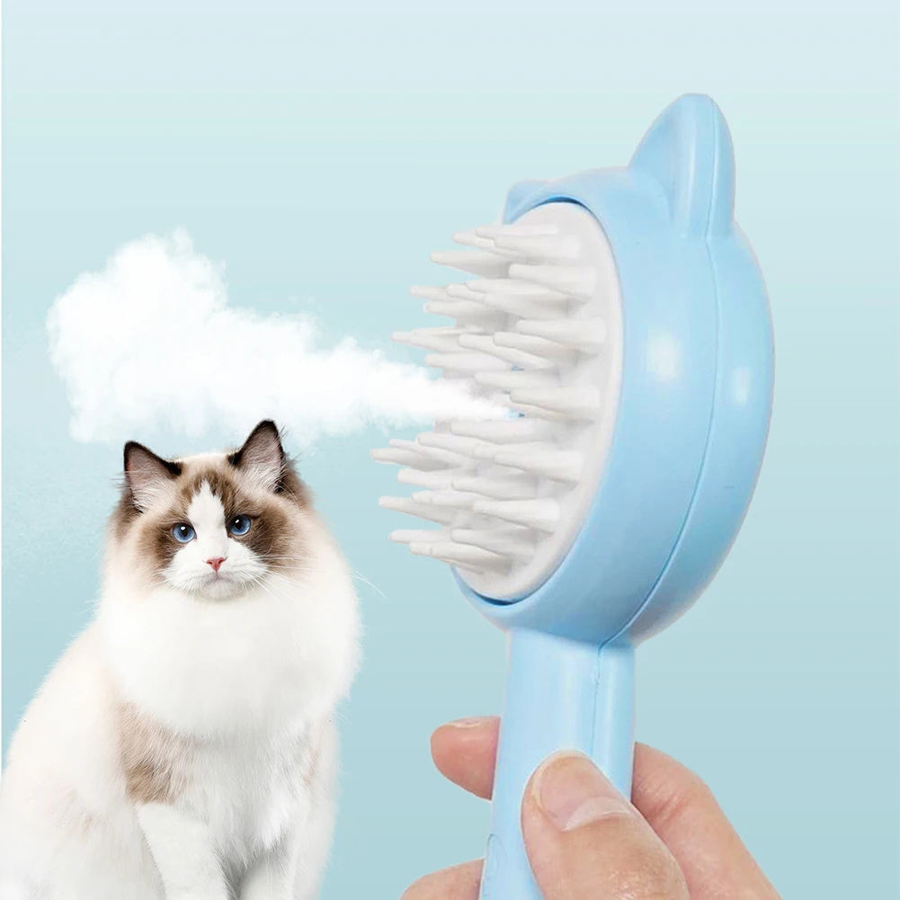 3-in-1 Steamy Pet Brush | Grooming, Massage & Cleaning Mist Combo