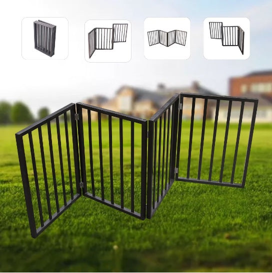 Freestanding Foldable Wooden Pet Gate | 73-Inch Extra Wide Barrier