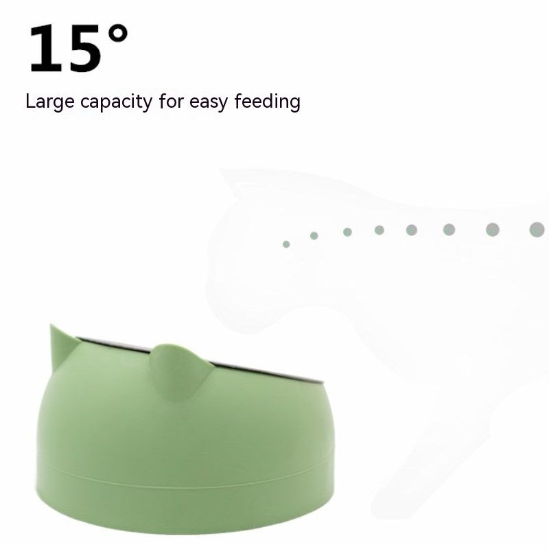 Ergonomic Elevated Pet Feeder: Tilted Stainless Steel Double Bowls for Dogs & Cats