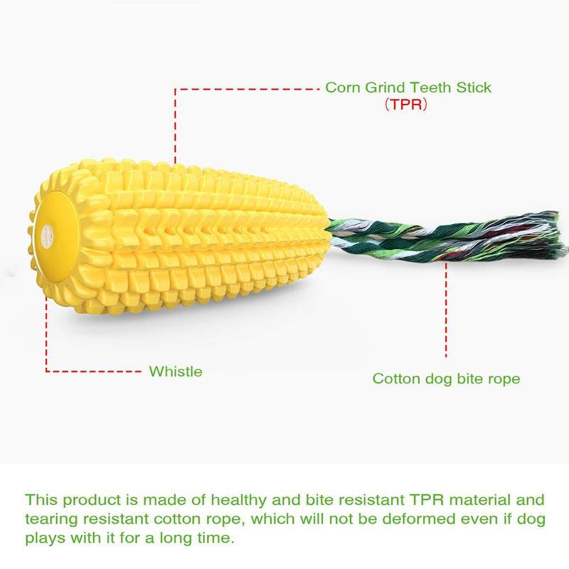 PROKEl Corn Stick Dog Chew Toy – Squeaky Rope Toy for Small, Medium & Large Breeds – Tough TPR Material for Aggressive Chewers (5.8")