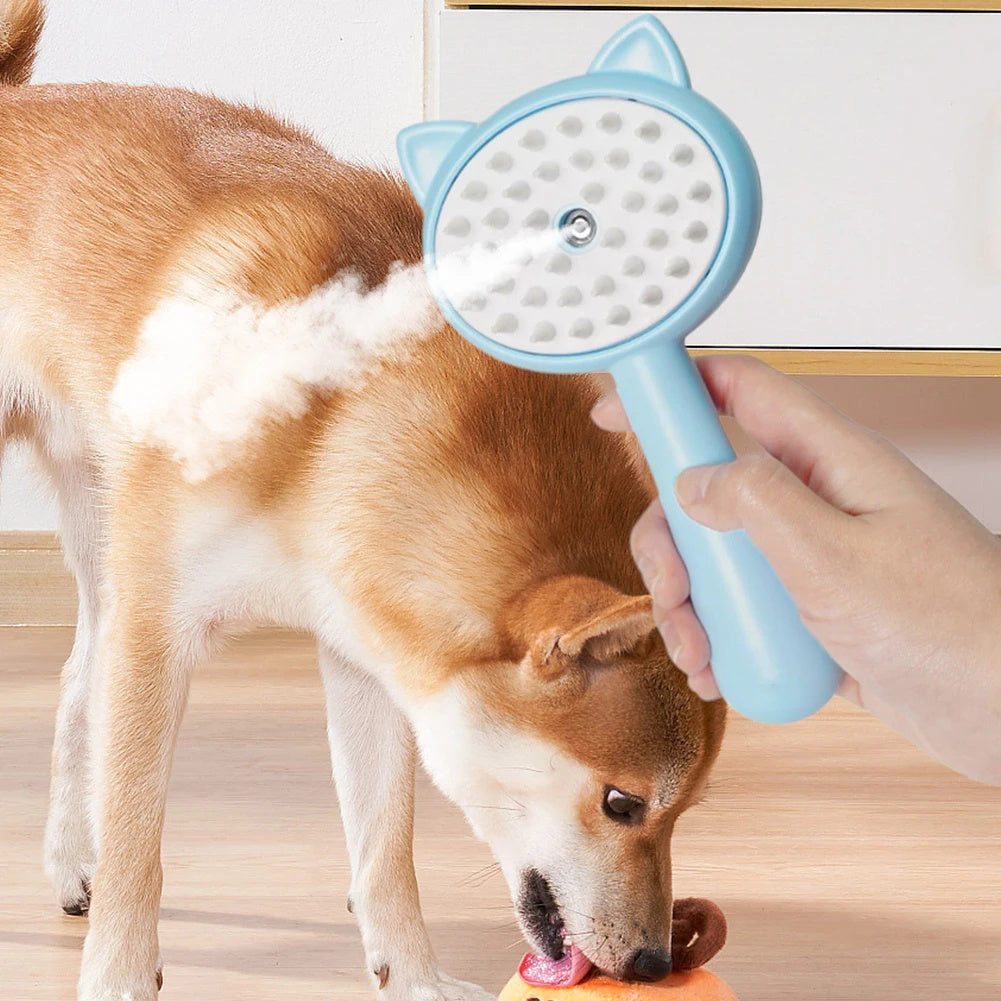 3-in-1 Steamy Pet Brush | Grooming, Massage & Cleaning Mist Combo
