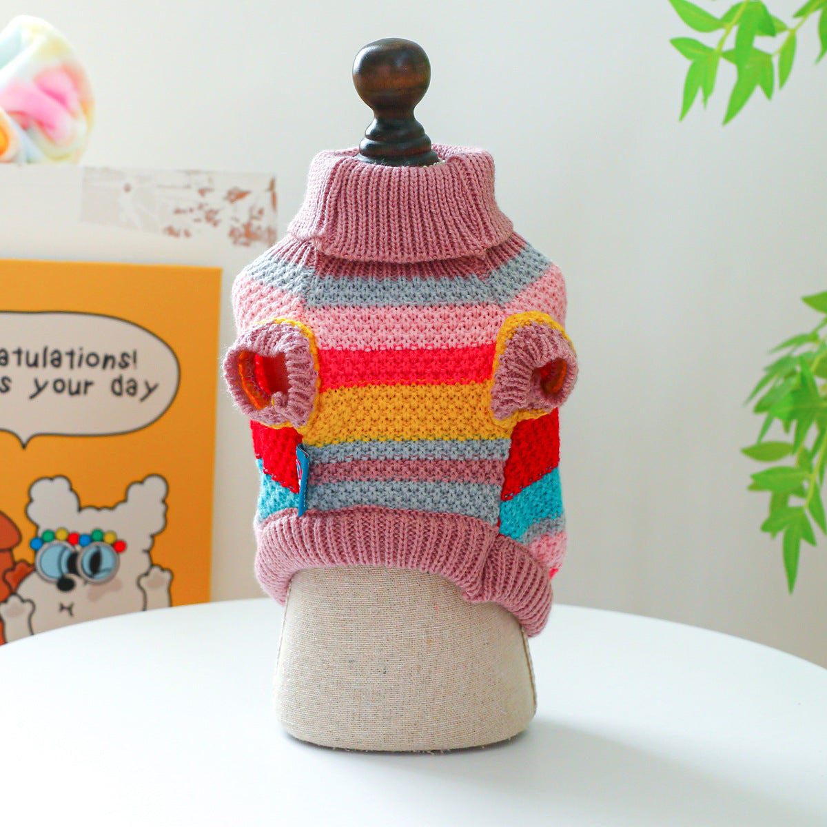 Multi-Stripe Knit Pet Sweater | Cozy Jumper for Small Dogs & Cats
