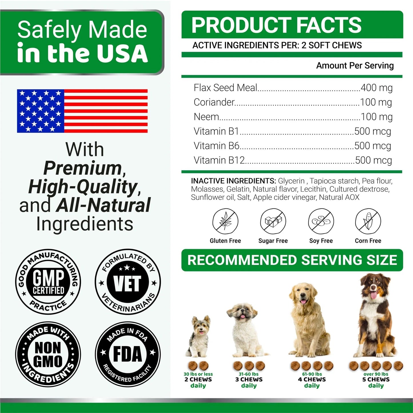 Yuma's Natural Flea & Tick Prevention Chews for Dogs | 170 Treats | Made in USA