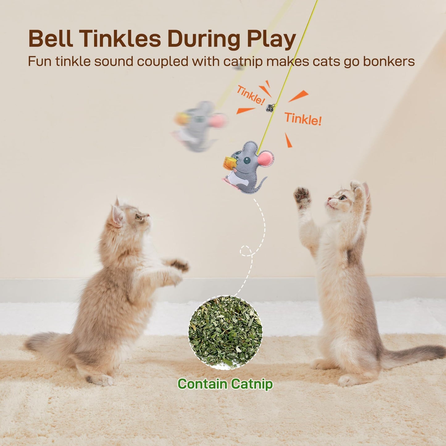 Interactive Cat Feather Toys 5-Pack – Adjustable Hanging Playset for Mental & Physical Stimulation, Perfect Companion for Lonely Cats