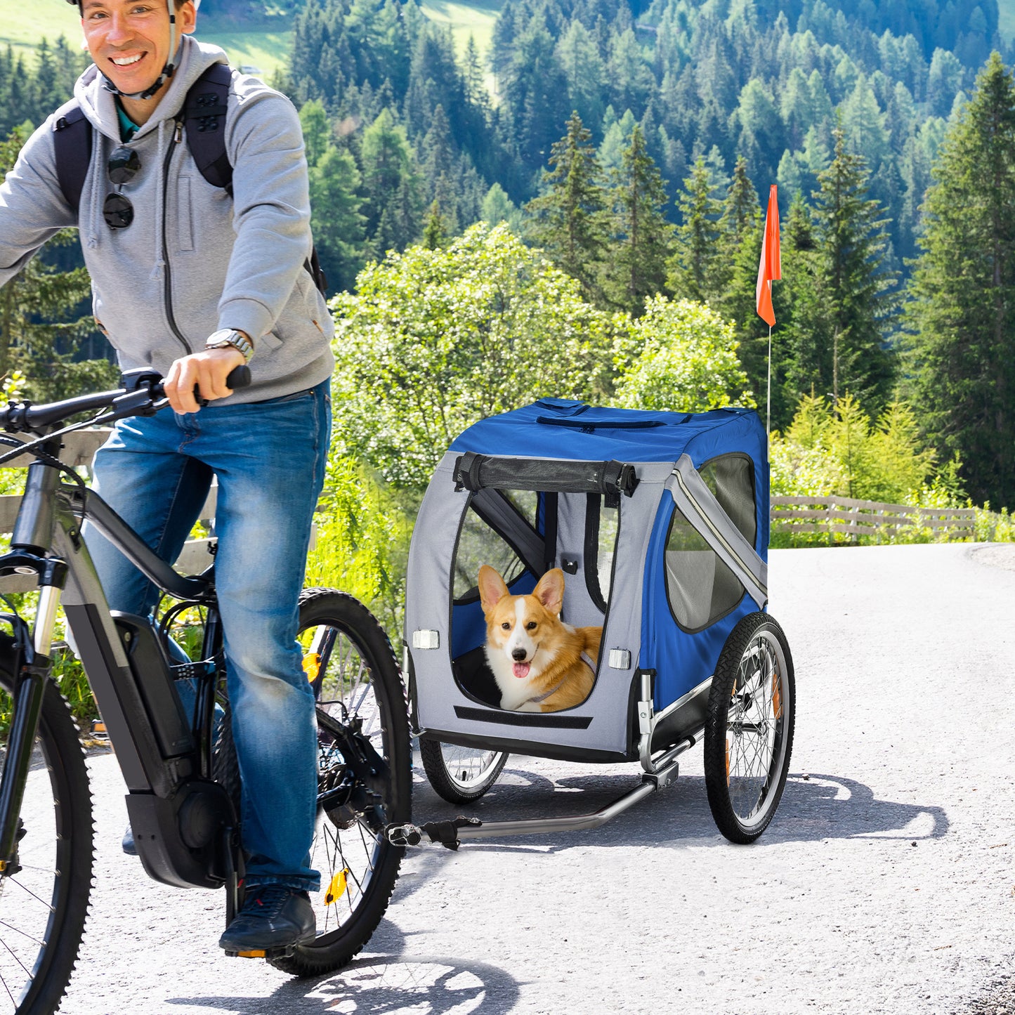 Aosom Foldable Dog Bike Trailer | Off-Road Pet & Cargo Carrier