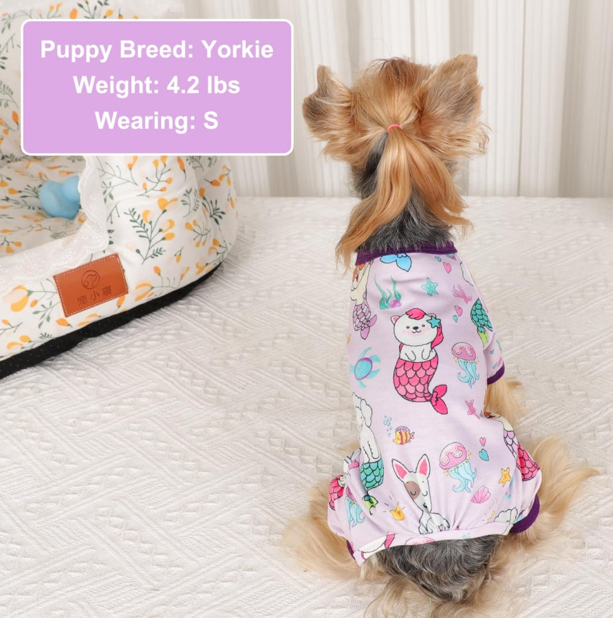 Mermaid Dog Pajamas | Lightweight & Stretchy PJs for Small Dogs