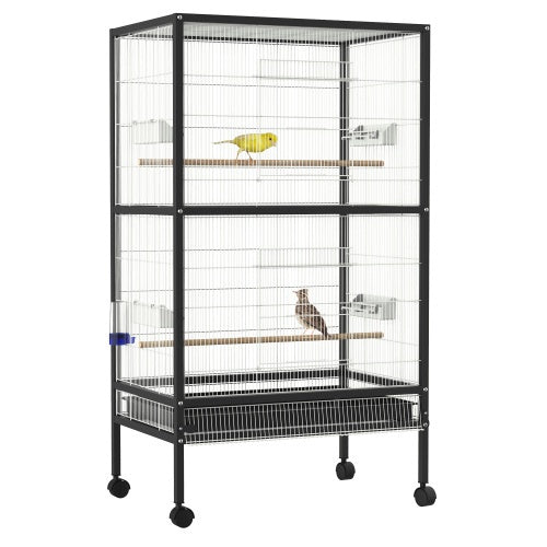 PawHut 54" Rolling Flight Cage | Large Aviary for Parakeets & Finches