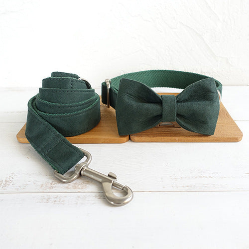 MUTTCO Dog Collar & Leash Set with Bow Tie | Designer Pet Set
