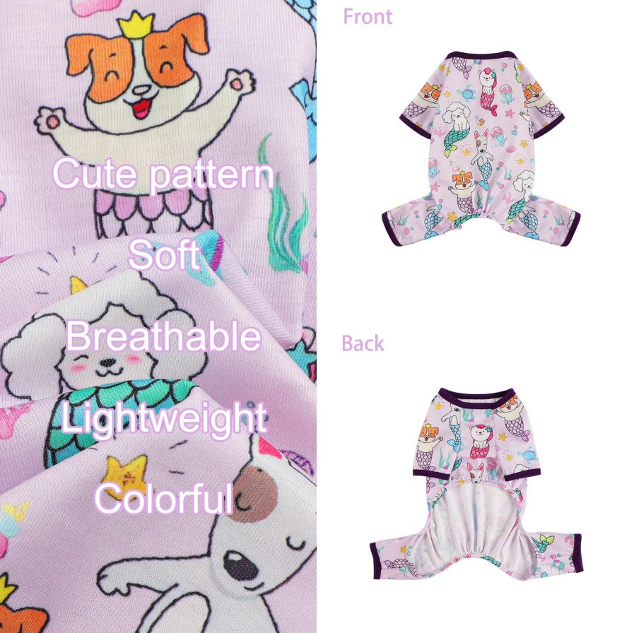 Mermaid Dog Pajamas | Lightweight & Stretchy PJs for Small Dogs