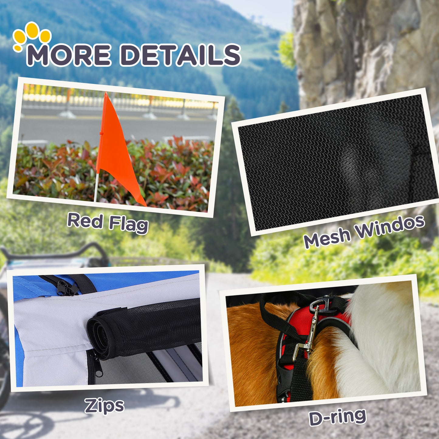 Aosom Foldable Dog Bike Trailer | Off-Road Pet & Cargo Carrier