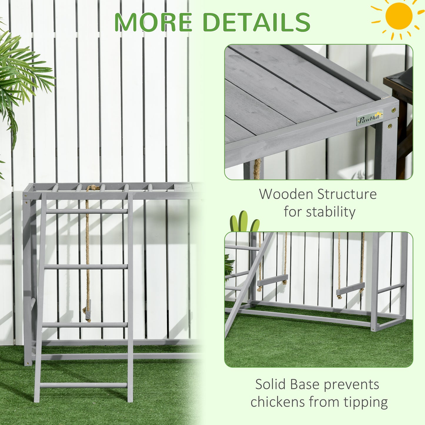 PawHut Wooden Chicken Playground | Activity Center with Swings & Perches