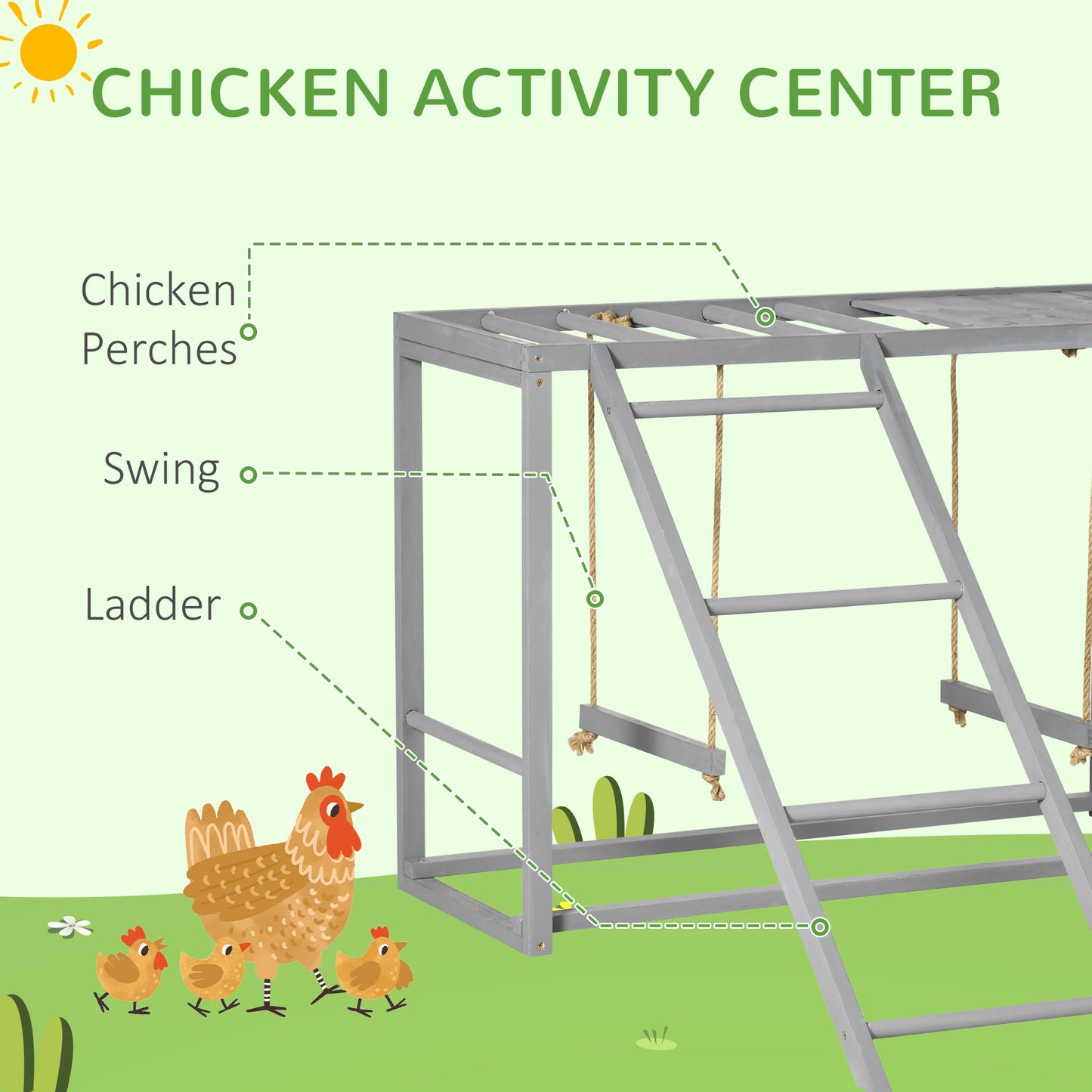 PawHut Wooden Chicken Playground | Activity Center with Swings & Perches